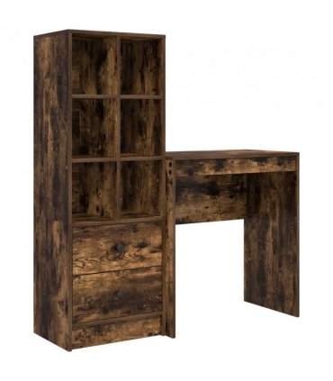 vidaXL Desk with Drawer with Shelf with Storage 2 pcs Smoked Oak