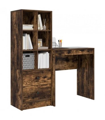 vidaXL Desk with Drawer with Shelf with Storage 2 pcs Smoked Oak