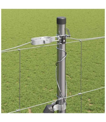 vidaXL Welded Wire Fence with Concrete Base 25 x 1.6 m Silver Mesh
