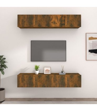 vidaXL TV Cabinets 4 pcs Smoked Oak 80x30x30 cm Engineered Wood
