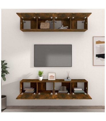 vidaXL TV Cabinets 4 pcs Smoked Oak 80x30x30 cm Engineered Wood