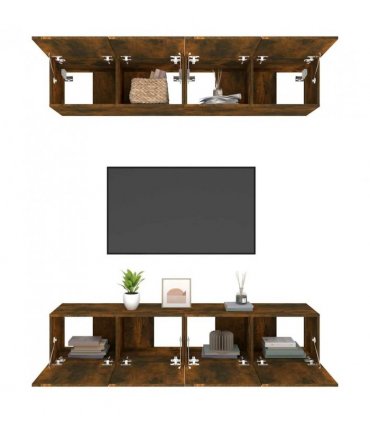 vidaXL TV Cabinets 4 pcs Smoked Oak 80x30x30 cm Engineered Wood