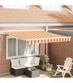 vidaXL Retractable Awning Yellow and Orange 300 x 250 cm