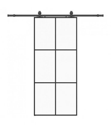 vidaXL Sliding Door with Hardware Set Black 90x205 cm ESG Glass