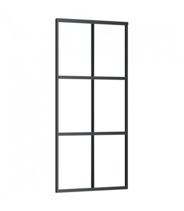 vidaXL Sliding Door with Hardware Set Black 90x205 cm ESG Glass