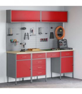 vidaXL Work Cabinet with Drawer 10 pcs Black Engineered Wood and Steel