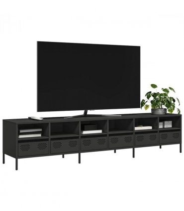 vidaXL TV Cabinet Black 202x39x43.5 cm Cold-rolled Steel