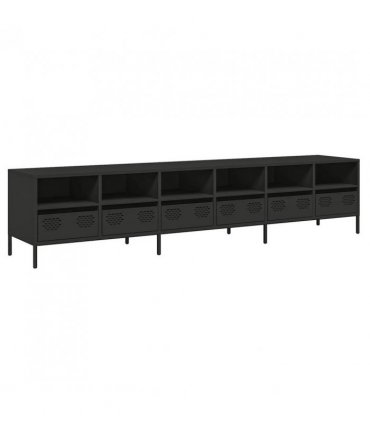 vidaXL TV Cabinet Black 202x39x43.5 cm Cold-rolled Steel