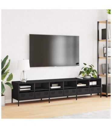 vidaXL TV Cabinet Black 202x39x43.5 cm Cold-rolled Steel