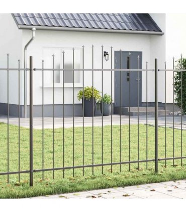 vidaXL Garden Fence 2 pcs Grey 170 x 190 cm Powder-Coated Steel