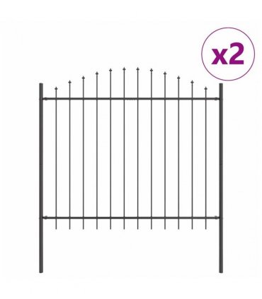 vidaXL Garden Fence 2 pcs Grey 170 x 190 cm Powder-Coated Steel