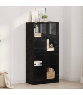 vidaXL Highboard Black Oak 68 x 37 x 142 cm Engineered Wood