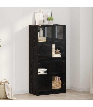 vidaXL Highboard Black Oak 68 x 37 x 142 cm Engineered Wood