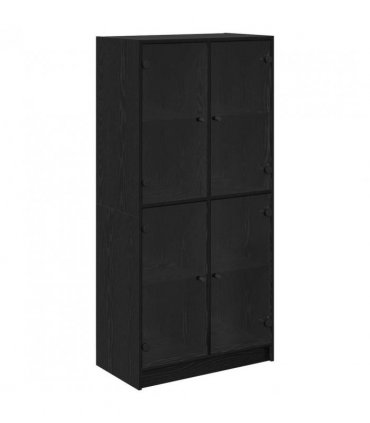 vidaXL Highboard Black Oak 68 x 37 x 142 cm Engineered Wood