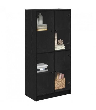vidaXL Highboard Black Oak 68 x 37 x 142 cm Engineered Wood