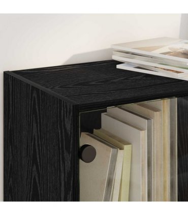 vidaXL Highboard Black Oak 68 x 37 x 142 cm Engineered Wood