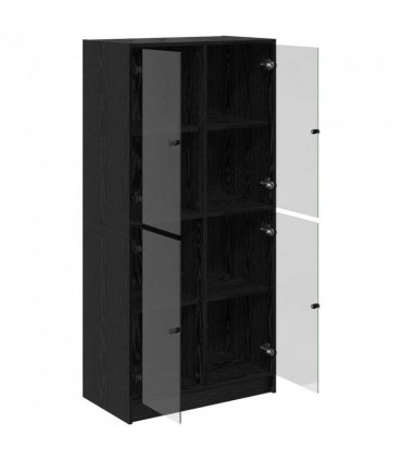 vidaXL Highboard Black Oak 68 x 37 x 142 cm Engineered Wood