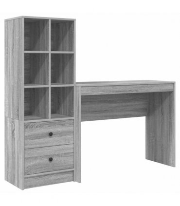 vidaXL Desk with Drawer with Shelf with Storage 2 pcs Grey Sonoma