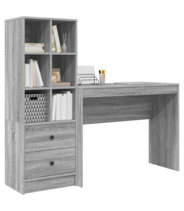 vidaXL Desk with Drawer with Shelf with Storage 2 pcs Grey Sonoma