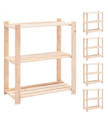 vidaXL 3-Tier Storage Racks 5 pcs 80x38x90 cm Solid Pinewood 150 kg