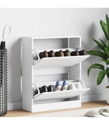 vidaXL Shoe Cabinet High Gloss White 63x24x81 cm Engineered Wood
