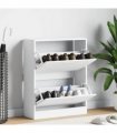 vidaXL Shoe Cabinet High Gloss White 63x24x81 cm Engineered Wood