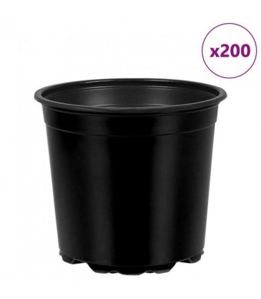 vidaXL Flower Pot 200 pcs Black Ø 15 x 13 cm Plastic