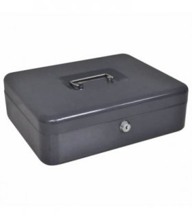 vidaXL Cash Box with Lock Dark grey 30 x 24 x 9 cm Steel