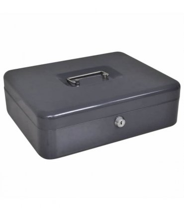 vidaXL Cash Box with Lock Dark grey 30 x 24 x 9 cm Steel