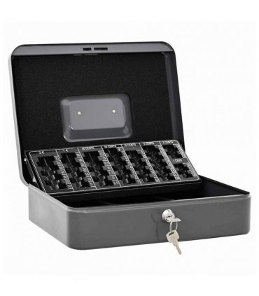 vidaXL Cash Box with Lock Dark grey 30 x 24 x 9 cm Steel