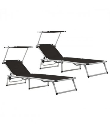 vidaXL Sun Lounger | Black | Aluminium, Textilene | Standard adult size