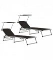 vidaXL Sun Lounger | Black | Aluminium, Textilene | Standard adult size
