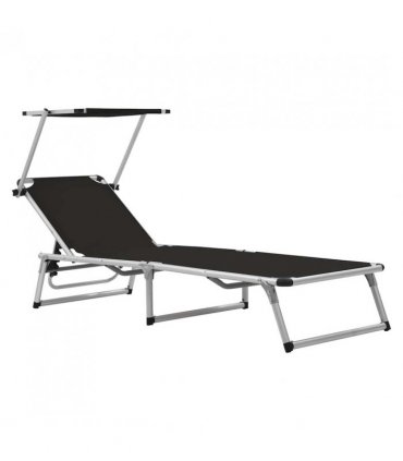 vidaXL Sun Lounger | Black | Aluminium, Textilene | Standard adult size