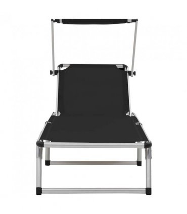 vidaXL Sun Lounger | Black | Aluminium, Textilene | Standard adult size