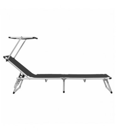 vidaXL Sun Lounger | Black | Aluminium, Textilene | Standard adult size