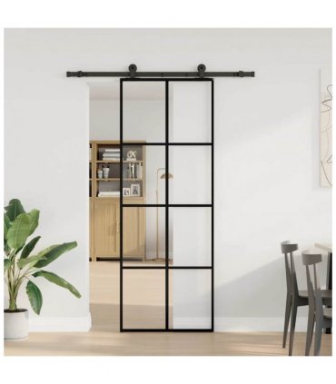 vidaXL Sliding Door with Hardware Set 76x205 cm ESG Glass&Aluminium