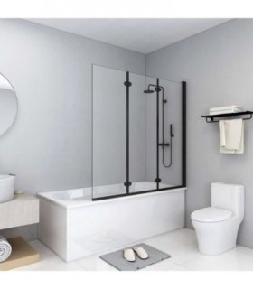 vidaXL Folding Shower Enclosure 3 Panels ESG 130x138 cm Black