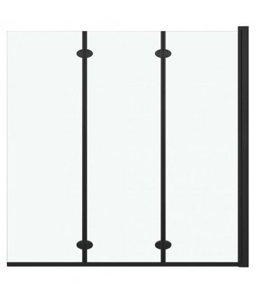 vidaXL Folding Shower Enclosure 3 Panels ESG 130x138 cm Black