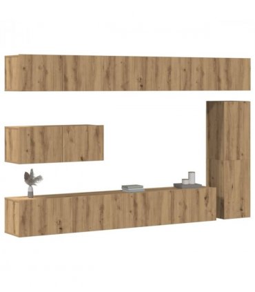 vidaXL 7 Piece TV Cabinet Set Wall-mounted Artisan Oak Engineered Wood