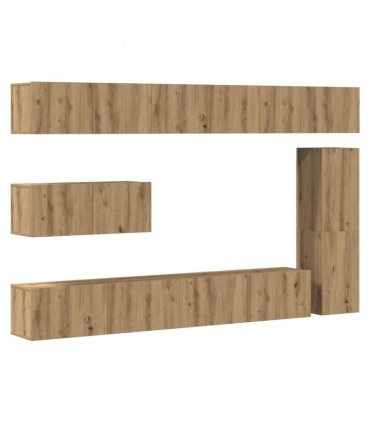 vidaXL 7 Piece TV Cabinet Set Wall-mounted Artisan Oak Engineered Wood