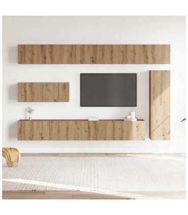 vidaXL 7 Piece TV Cabinet Set Wall-mounted Artisan Oak Engineered Wood