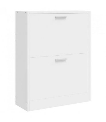vidaXL White Wooden Shoe Cabinet with 2 Compartments