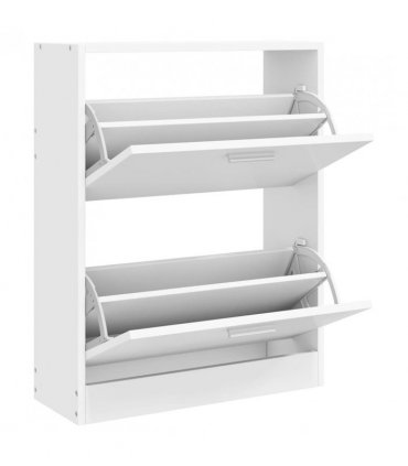 vidaXL White Wooden Shoe Cabinet with 2 Compartments
