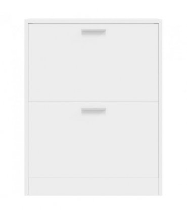 vidaXL White Wooden Shoe Cabinet with 2 Compartments
