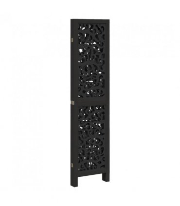 vidaXL Room Divider 4 Panels Black Solid Wood Paulownia