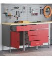 vidaXL Work Cabinet with Drawer 3 pcs Red and Grey 150 x 55 x 85 cm
