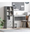 vidaXL Desk with Drawer with Shelf with Storage 2 pcs Concrete Grey