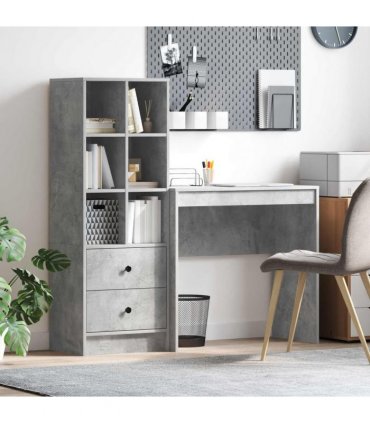 vidaXL Desk with Drawer with Shelf with Storage 2 pcs Concrete Grey