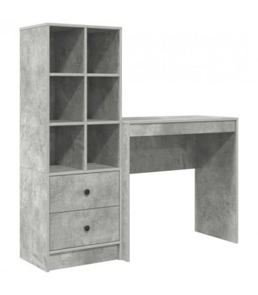 vidaXL Desk with Drawer with Shelf with Storage 2 pcs Concrete Grey