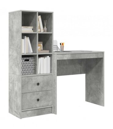 vidaXL Desk with Drawer with Shelf with Storage 2 pcs Concrete Grey